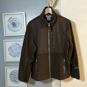 Free Country Brown Fleece Zip Up Jacket Size L